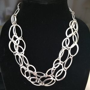 THREE STRANDS OF LIGHT SILVERTONE LOOPS NECKLACE
